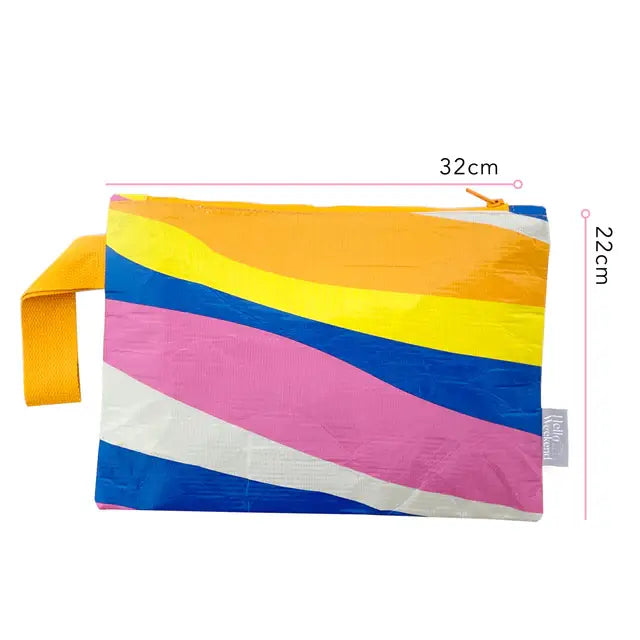 Pink, Orange, Blue & White - Zipper Pouch