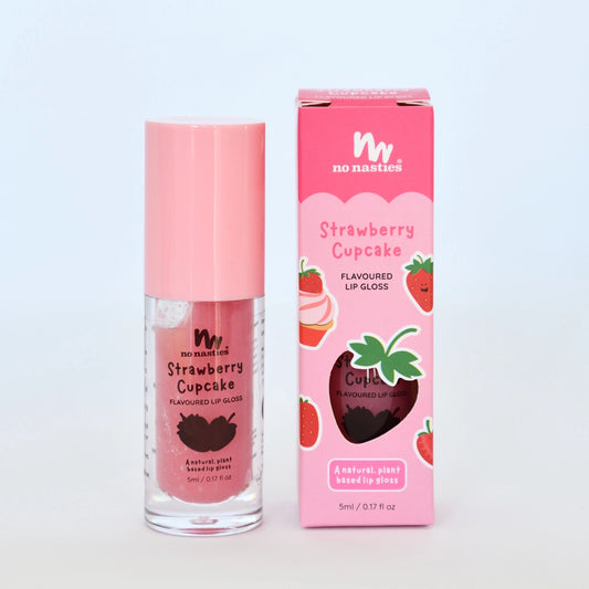 No Nasties Natural Kids Lip Gloss Wands - Strawberry Cake Pink