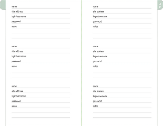 Eucalyptus Internet Address & Password Logbook