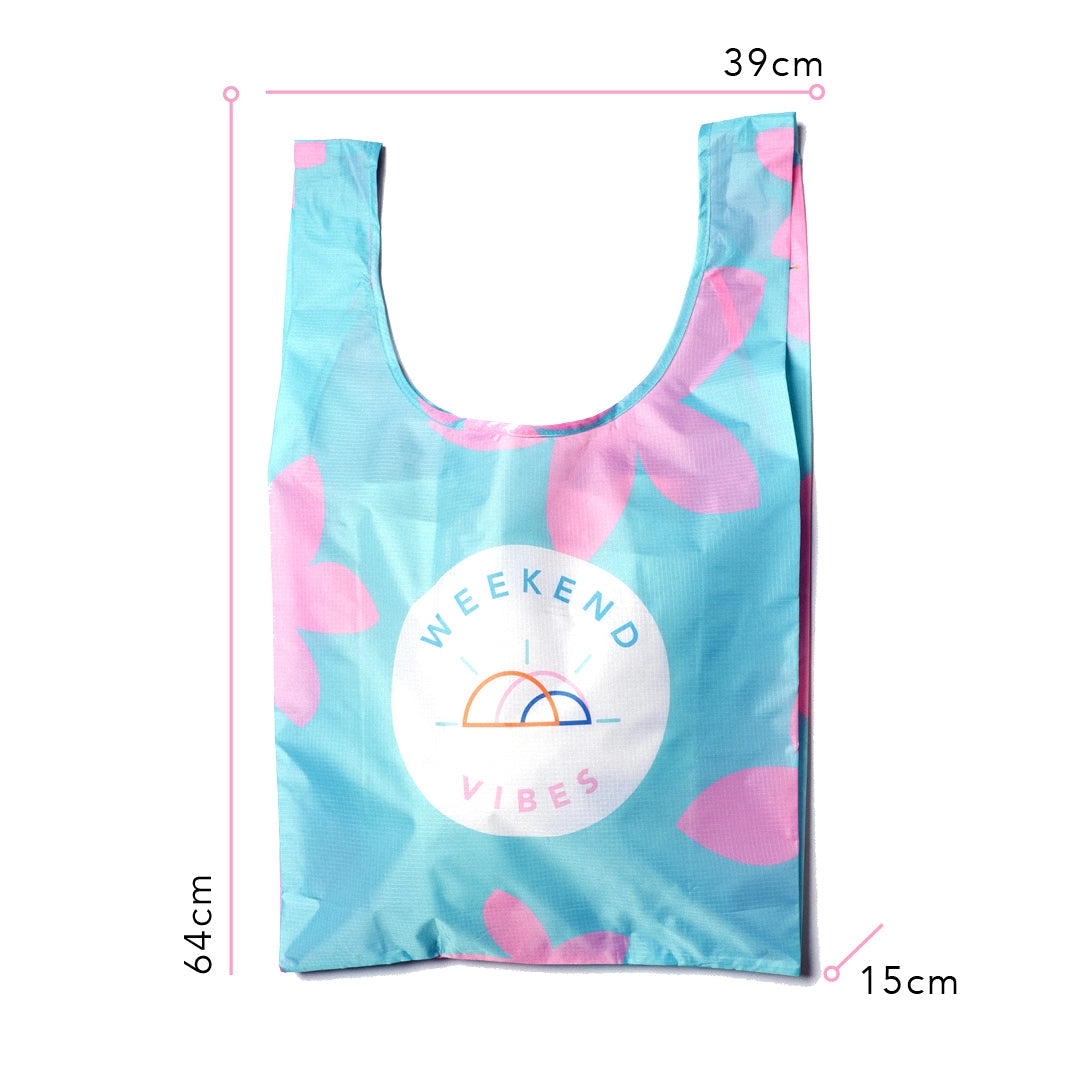 Pink & Blue Weekend Vibes - Foldable Shopper Bag