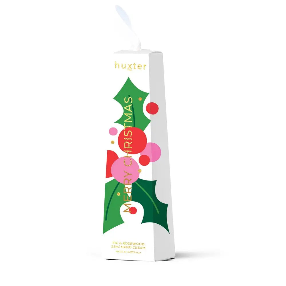 Hanging 35ml Hand Cream - White - Xmas Flowers Collection - Fig & Rosewood