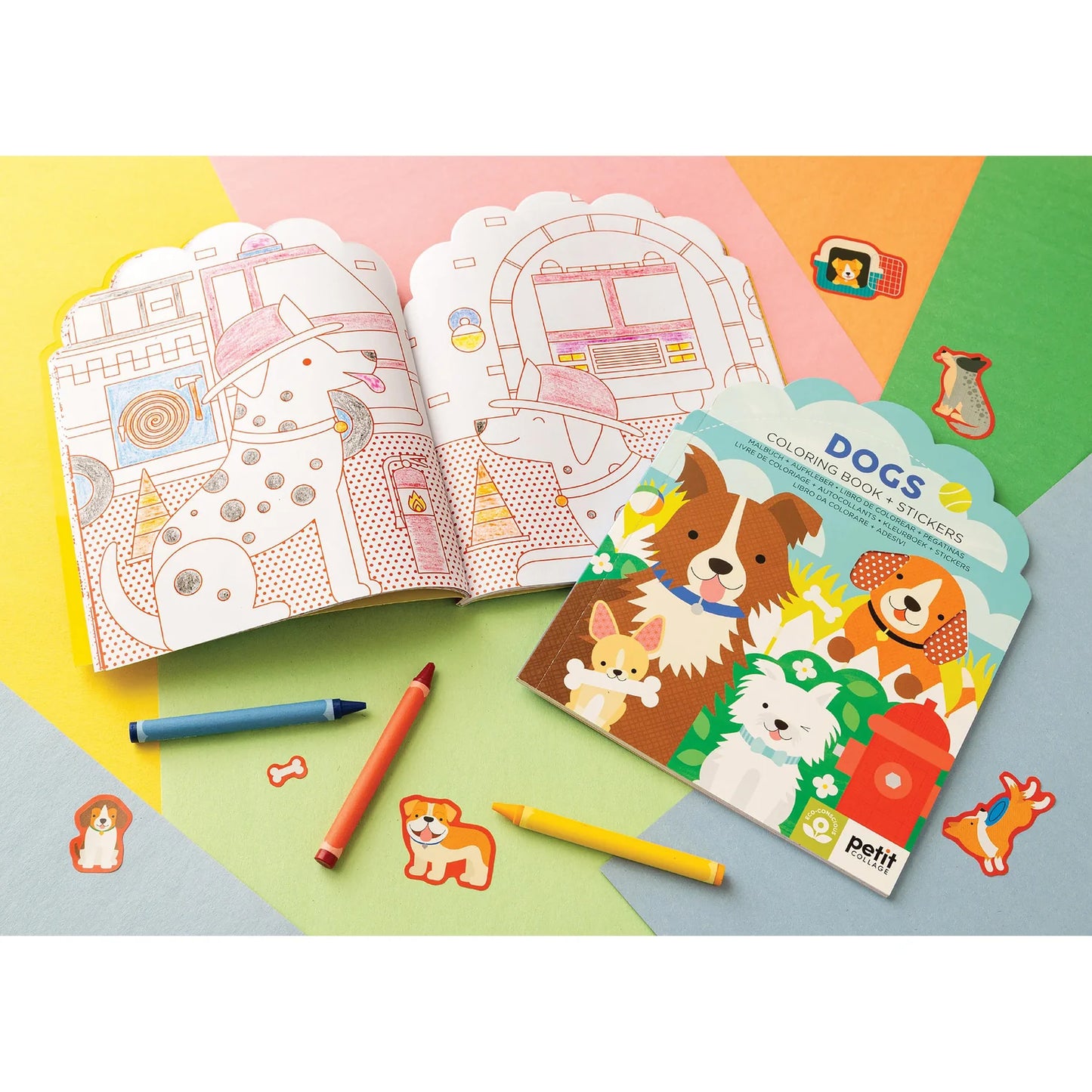 Petit Collage Colouring Book with Sticker - Dogs