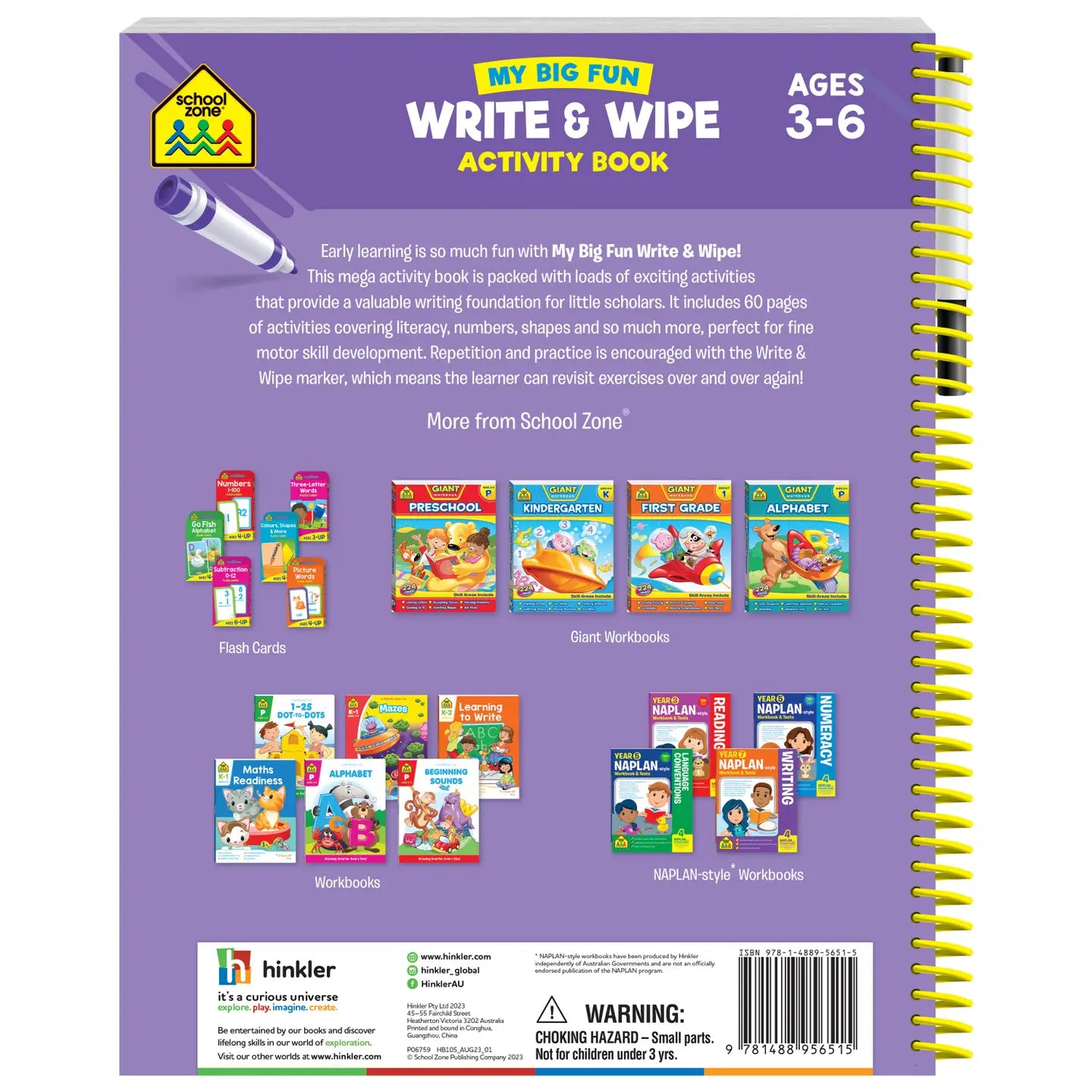 School Zone Write & Wipe 60pp Bind-Up