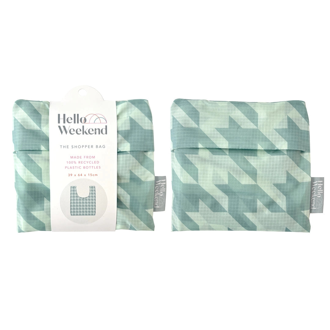 Sage Houndstooth - Shopper Bag