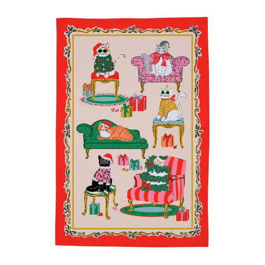 Ulster Weavers Christmas Cool Cats Tea Towel
