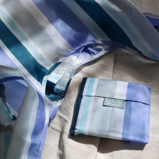 Blue & White Stripe Hamptons - Foldable Shopper Bag