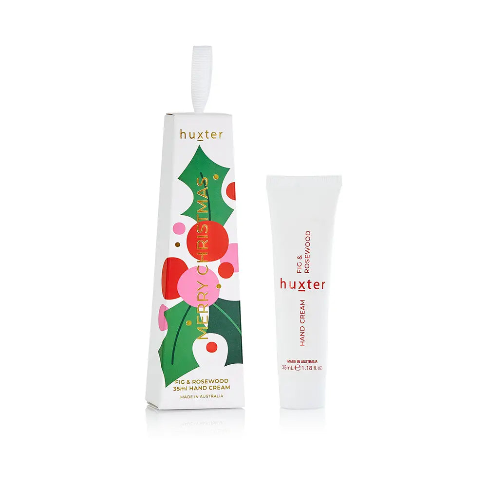 Hanging 35ml Hand Cream - White - Xmas Flowers Collection - Fig & Rosewood