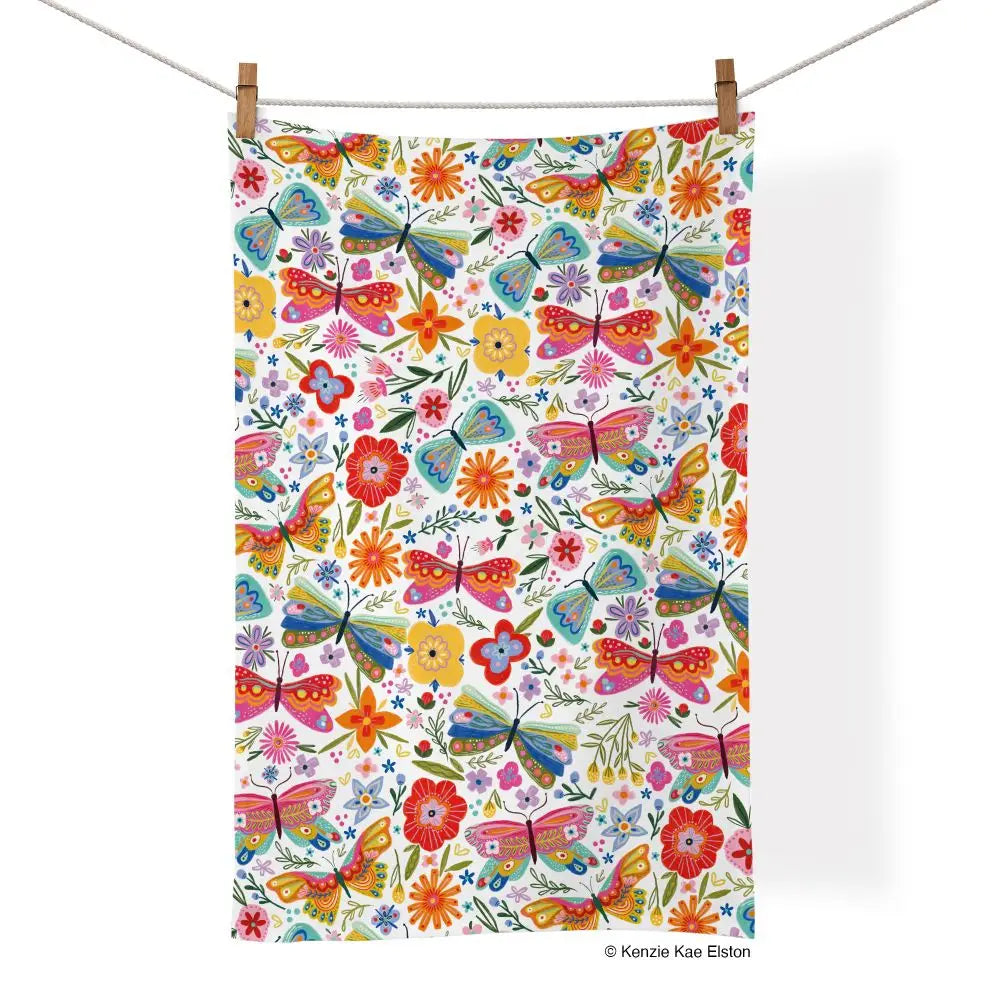 Werkshoppe Cotton Tea Towel – Butterfly Floral