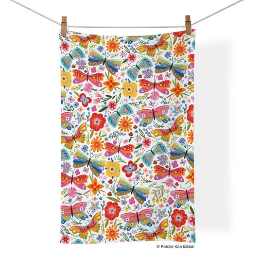 Werkshoppe Cotton Tea Towel – Butterfly Floral