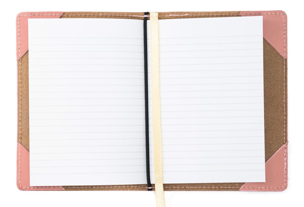 A5 Notebook with Leather Jacket - Dusky Pink