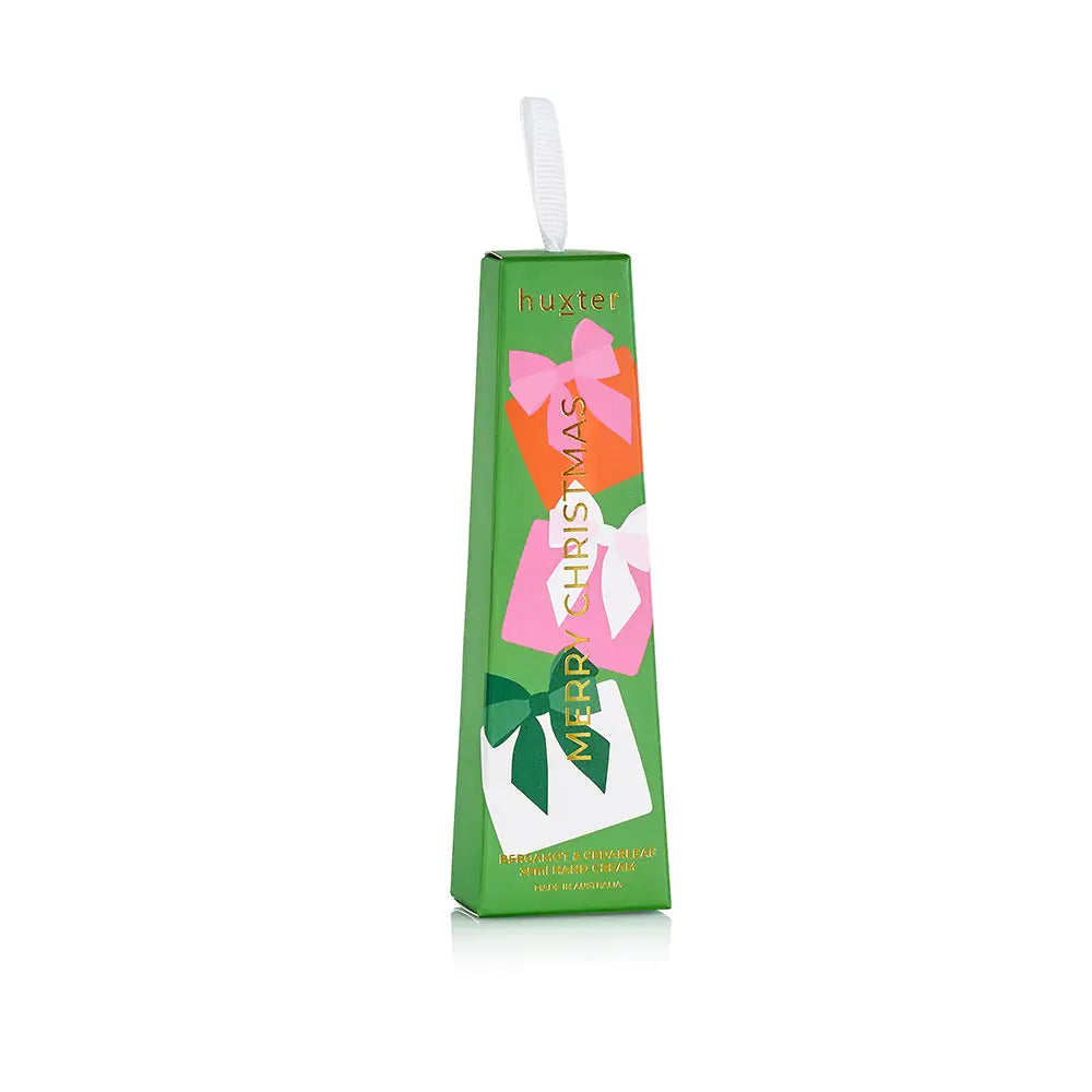 Hanging 35ml Hand Cream - Green - Xmas Flowers Collection - Bergamot & Cedarleaf
