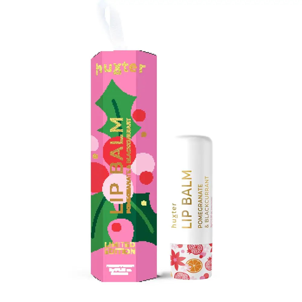 Hanging 9gm Lip Balm - Pink - Xmas Flowers Collection - Pomegranate & Blackcurrant
