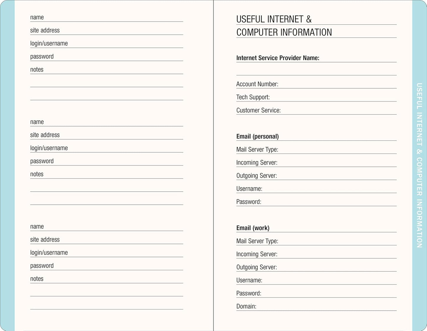 Blooms & Butterflies Internet Address & Password Logbook