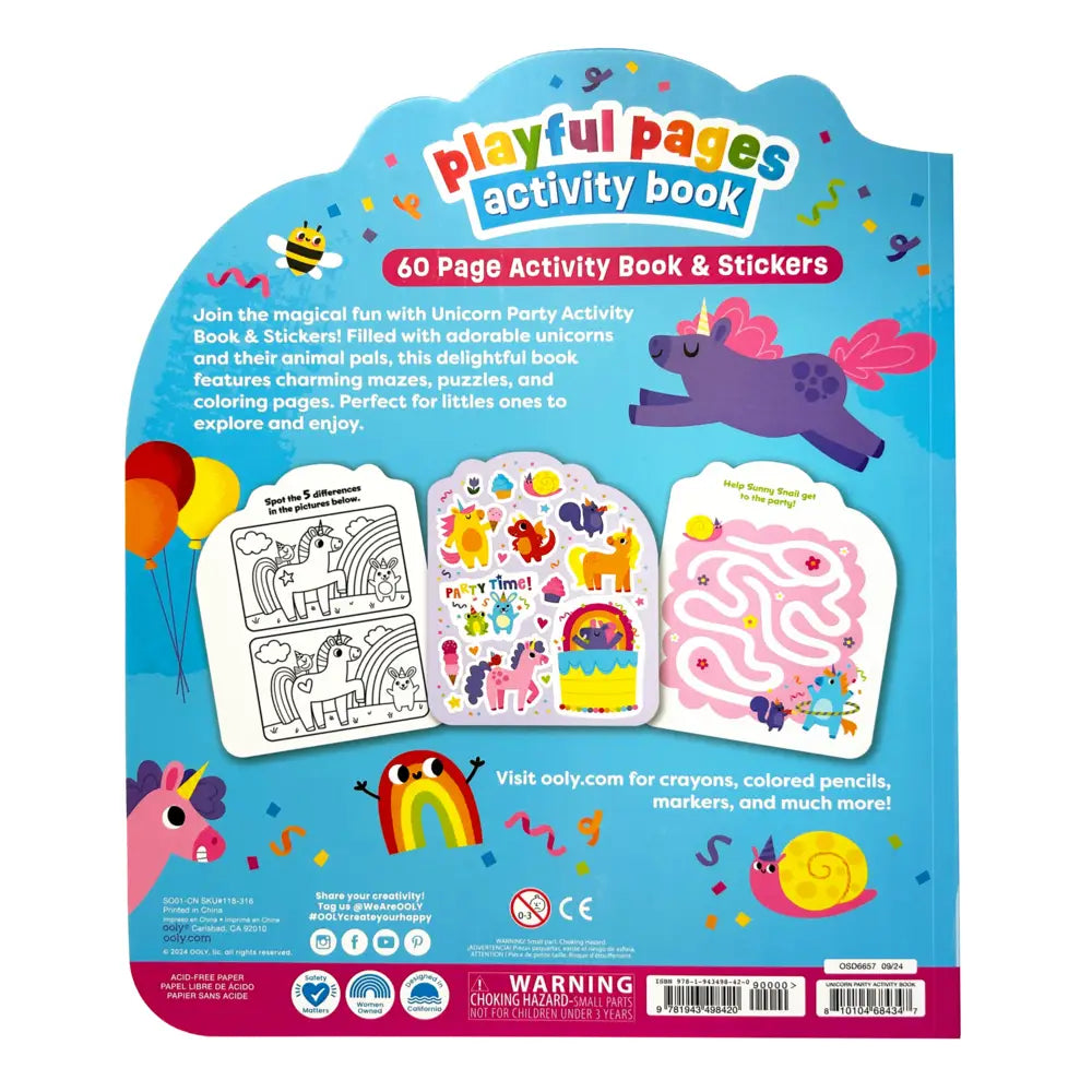 Ooly Playful Pages Activity Book – Unicorn Party