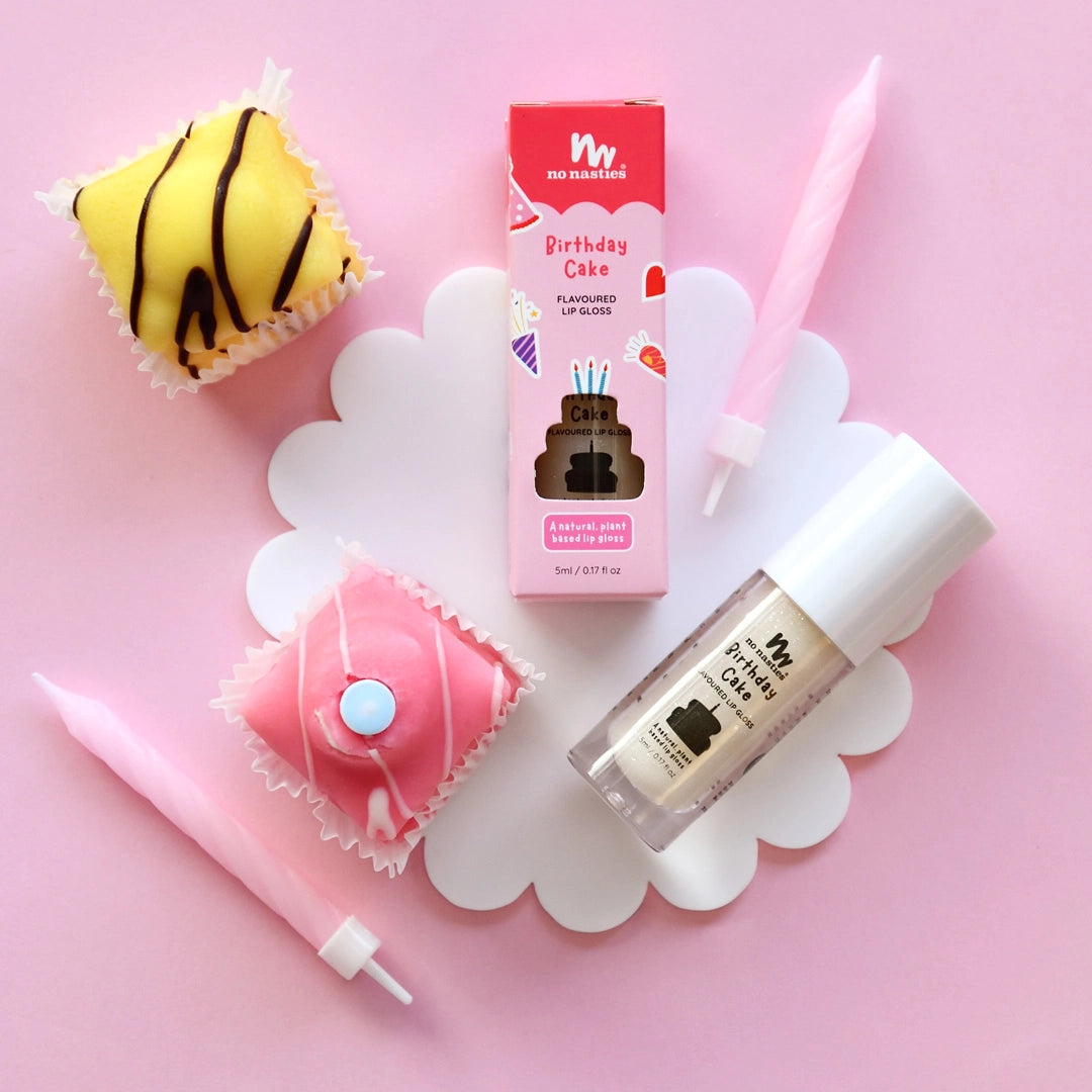 No Nasties Natural Kids Lip Gloss Wands - Birthday Cake