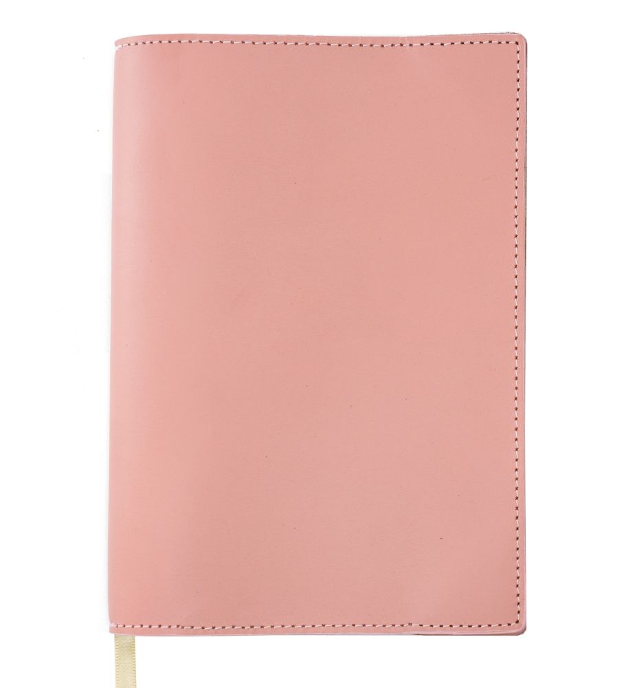 A5 Notebook with Leather Jacket - Dusky Pink