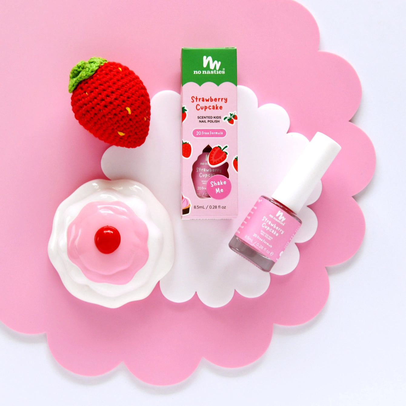 No Nasties Scented Scratch Off Nail Polish - Strawberry Cupcake Pastel Pink