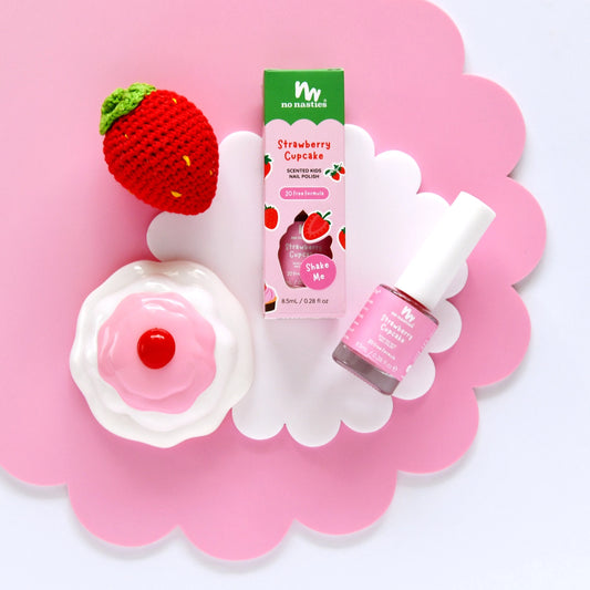 No Nasties Scented Scratch Off Nail Polish - Strawberry Cupcake Pastel Pink