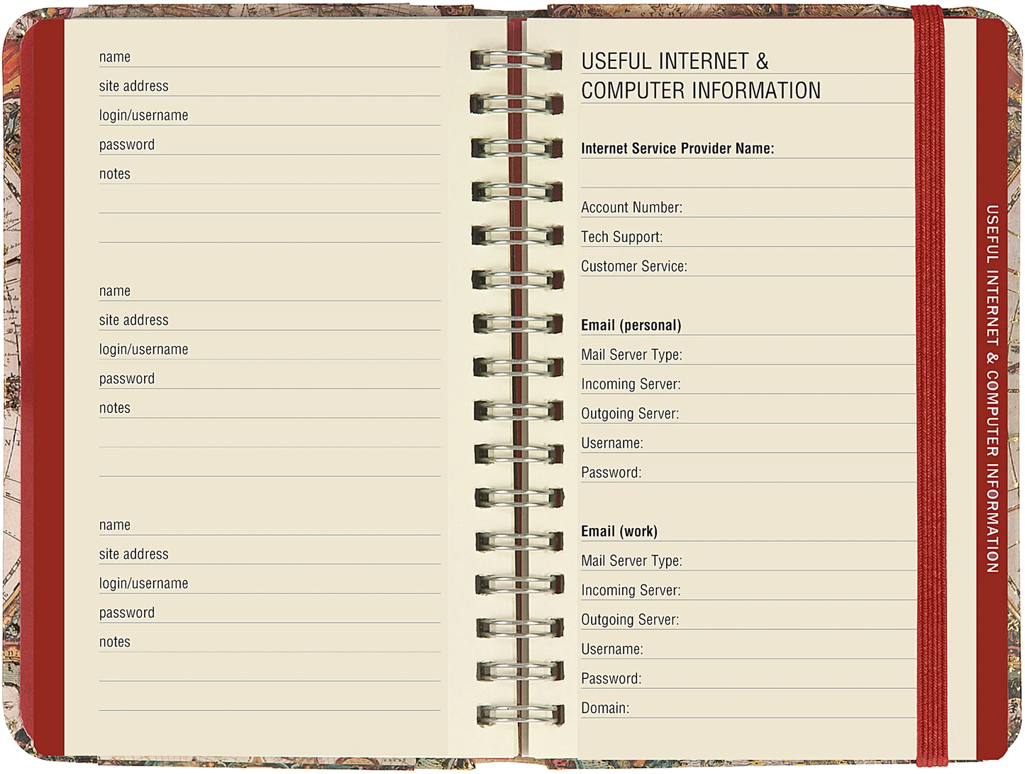 Old World Internet Address & Password Logbook