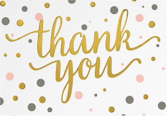 Pink & Gold Dots Thank You Note Cards