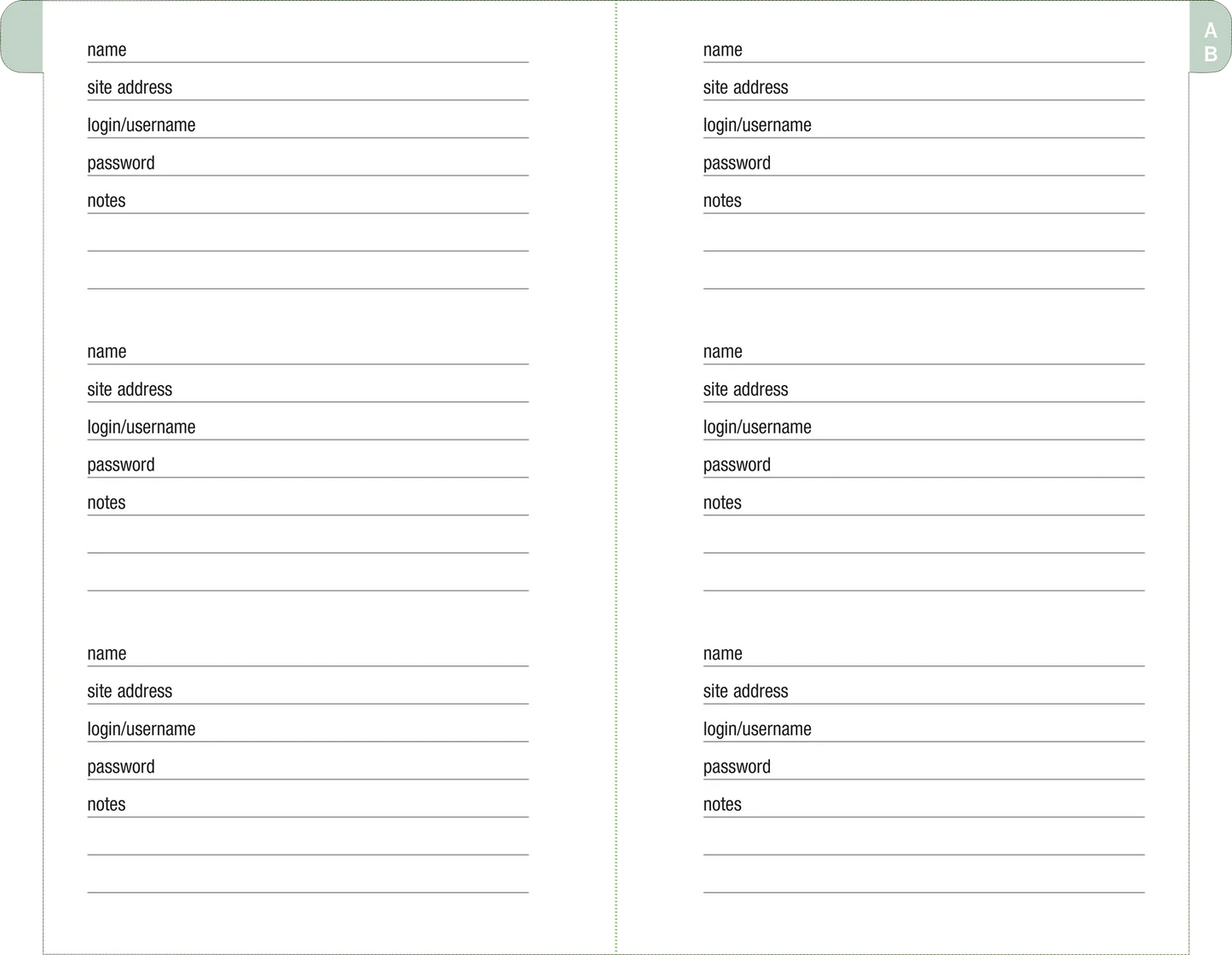 Eucalyptus Internet Address & Password Logbook