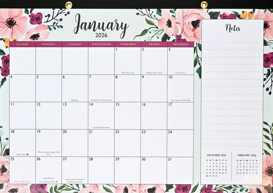 2026 Floral Desk Pad and Wall Calendar