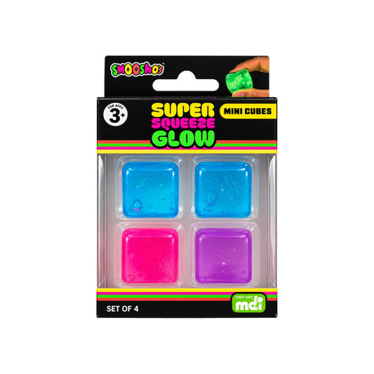 Mini Cube Glow in Dark Smooshos Super Squeeze Set of 4