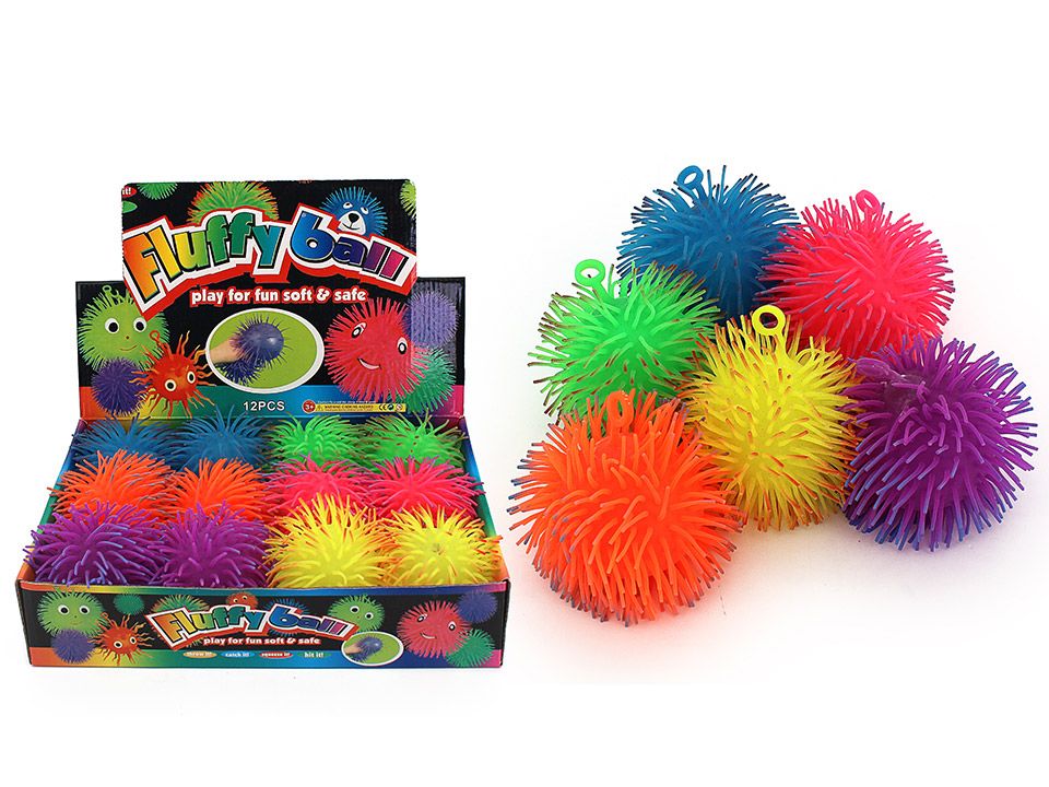 12cm Two Tone Flashing Fluffy Ball