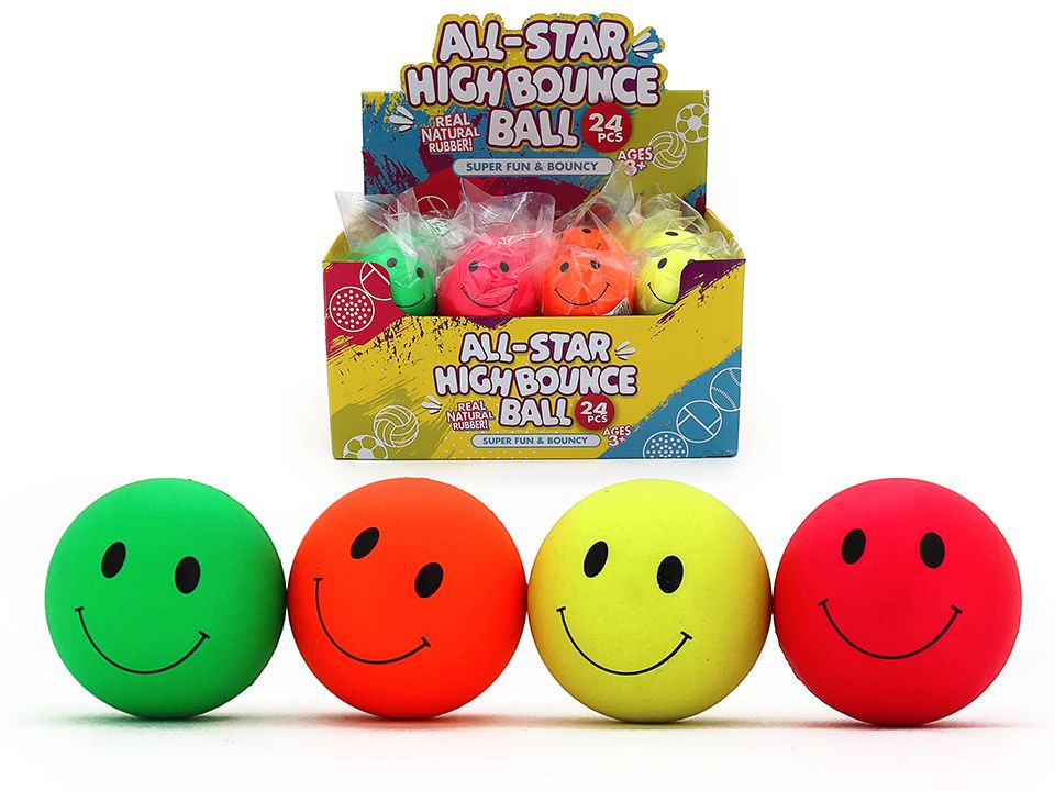 Solid Rubber Balls – Smiley Assorted – 57mm