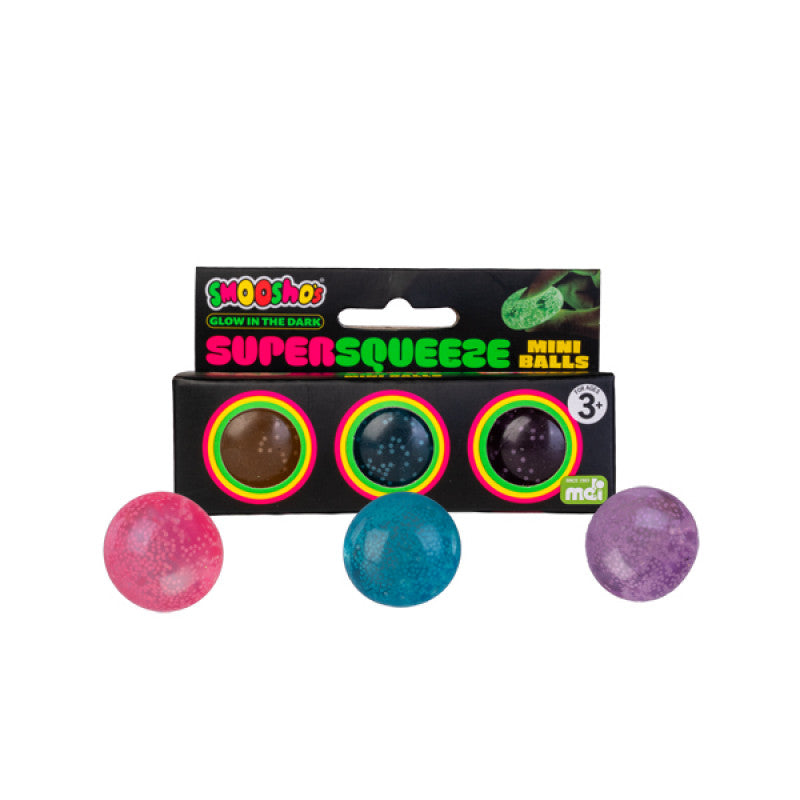 Smoosho's Super Squeeze Glow in the Dark Mini Balls Set of 3