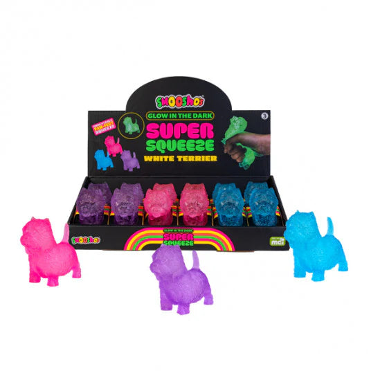 Smooshos Super Squeeze Glow in the Dark White Terrier Assorted