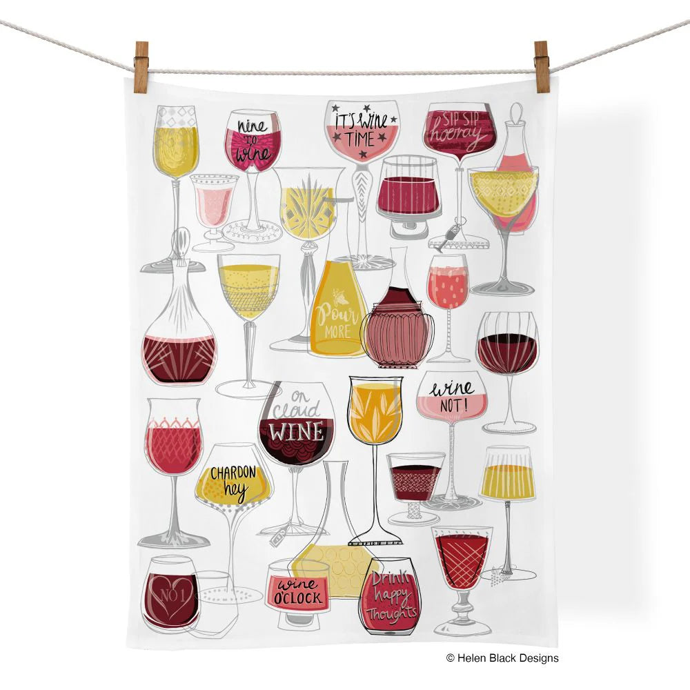 WerkShoppe Cotton Tea Towel – Wine Time