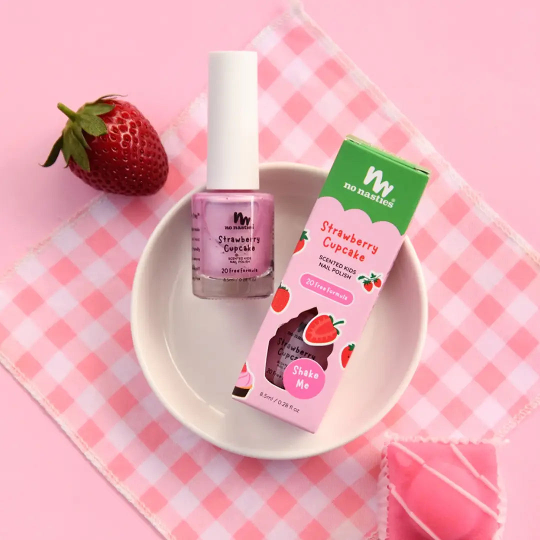 No Nasties Scented Scratch Off Nail Polish - Strawberry Cupcake Pastel Pink