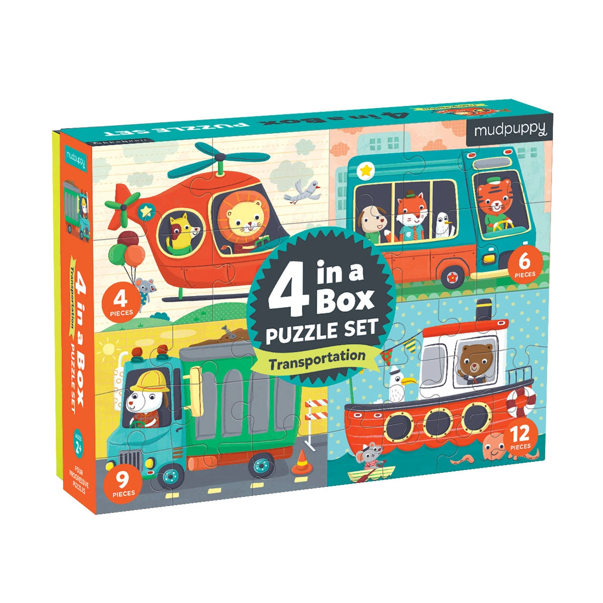 Mudpuppy 4 in A Box Puzzle - Transport