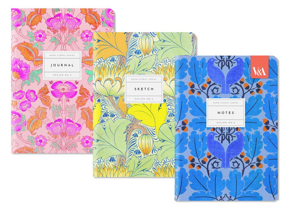 V&A Medium Notebook Set-Neon Floral