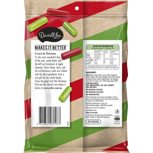 Darrell Lea Christmas Liquorice Strawberry & Apple Flavour 275g