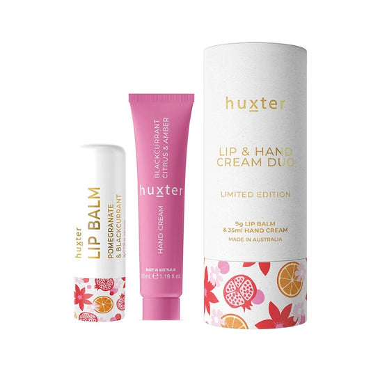 Lip & Hand Cream Duo - Blackcurrent, Citrus & Amber Hand Cream + Pomegranate & Blackcurrant Lip Balm