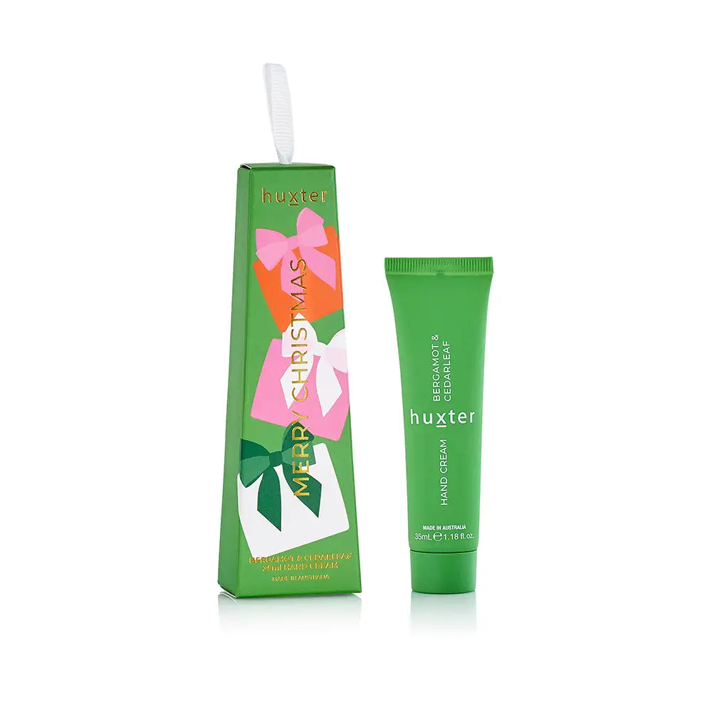 Hanging 35ml Hand Cream - Green - Xmas Flowers Collection - Bergamot & Cedarleaf
