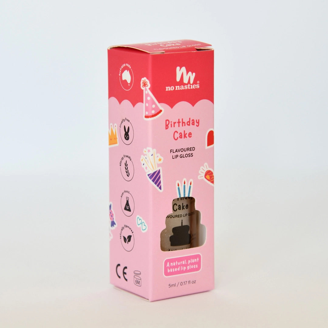 No Nasties Natural Kids Lip Gloss Wands - Birthday Cake